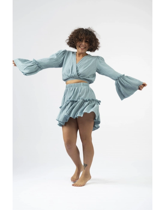 Ateiler Chaputs %100 Pamuk Müslin Ilayda Mavi Etek One-Size