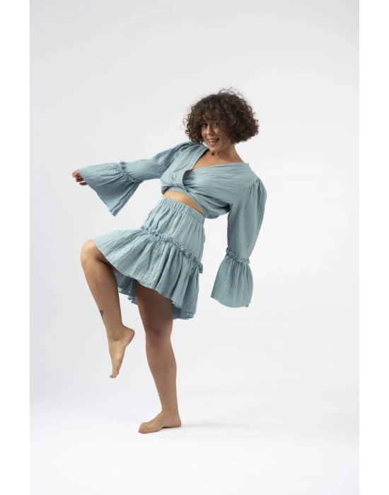 Ateiler Chaputs %100 Pamuk Müslin Ilayda Mavi Etek One-Size