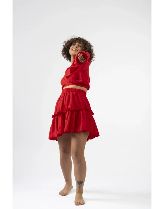 Ateiler Chaputs %100 Pamuk Müslin Ilayda Kırmızı Etek One-Size