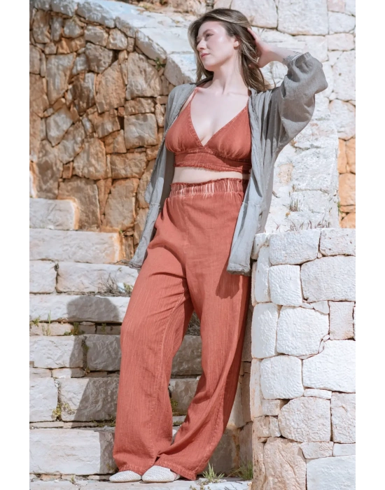 Ateiler Chaputs Keten  Yeşil Kimono One-Size