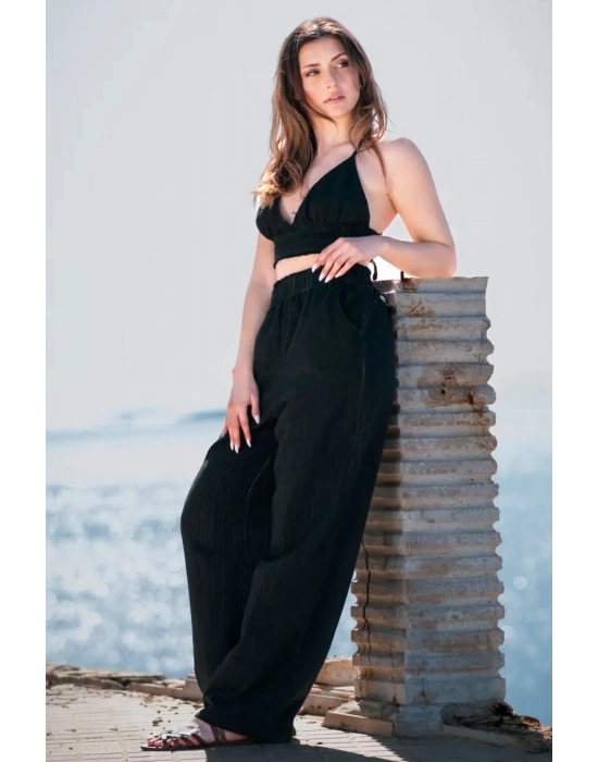 Lina Black Linen Trouser