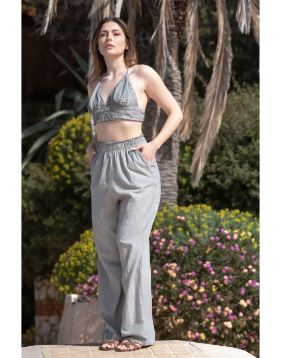 Lina Grey Linen Trouser