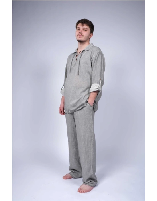 Ateiler Chaputs Keten  Yeşil Bağcıklı Gömlek