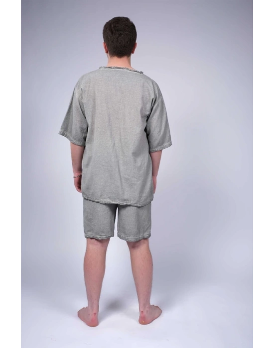 Linen Erkek T-shirt Gri - WHT16