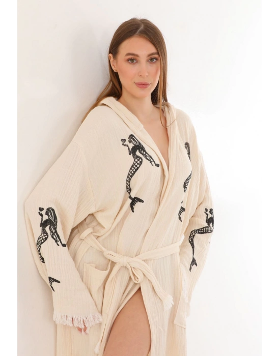 Denizkızı Baskılı Ahşap Bornoz