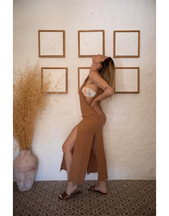 Atelier Dharma Mild Parçalı Crinkle Terra Elbise