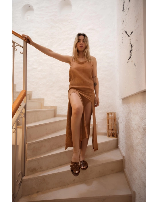 Atelier Dharma Mild Parçalı Crinkle Terra Elbise