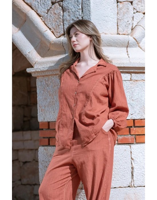 Ateiler Chaputs %100 Pamuk Müslin Mira Terra Gömlek One-Size