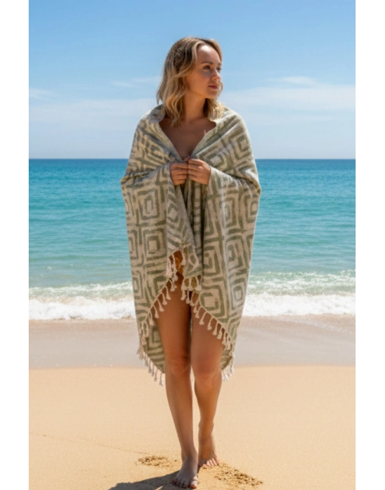 Misis Khaki Green Peshtemal