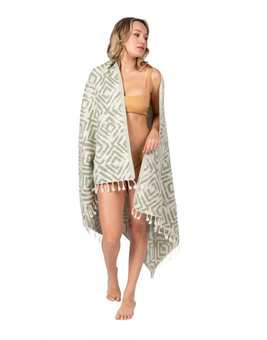 Misis Khaki Green Peshtemal