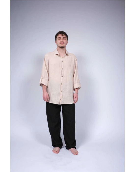 Ateiler Chaputs %100 Pamuk Müslin Orge Bej Gömlek One-Size