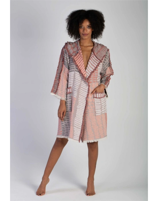 Nerite Grey & Pink Bathrobe
