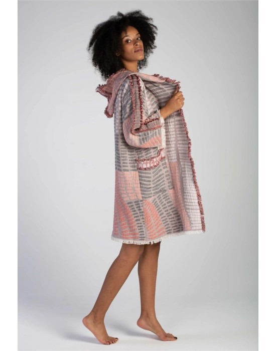 Nerite Grey & Pink Bathrobe