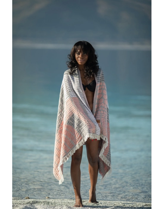 Nerite Gri & Pembe Peshtemal