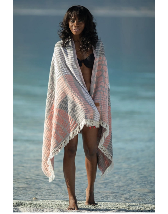 Nerite Grey & Pink Peshtemal