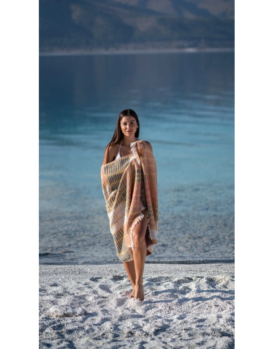 Nerite Sarı ve Kırmızı Peshtemal