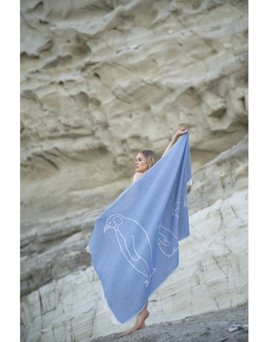 Penguen Mavi Peshtemal (Sürdürülebilir Pamuk)