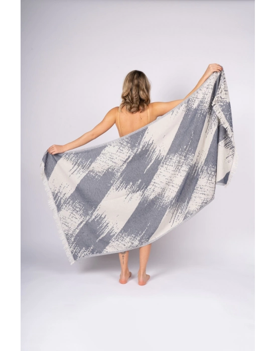 Perge Navy Blue Peshtemal (Double Face)