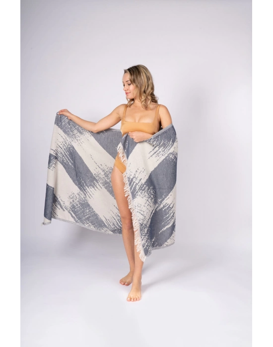 Perge Navy Blue Peshtemal (Double Face)