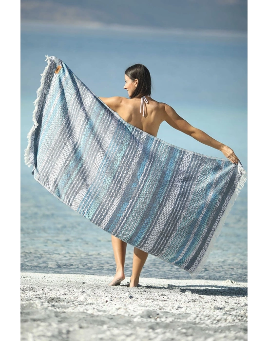 Pica Navy Blue & Grey Peshtemal