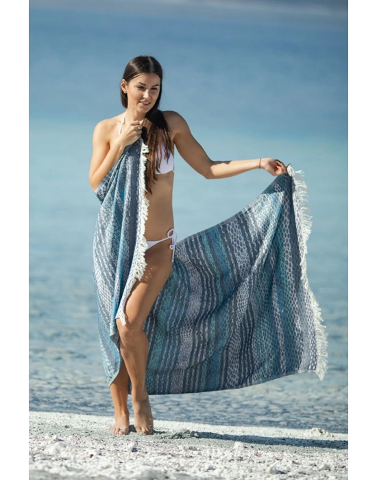 Pica Navy Blue & Grey Peshtemal