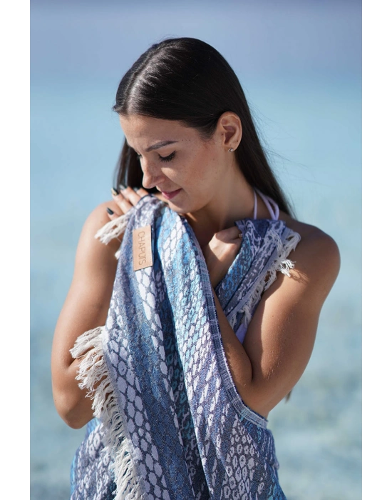 Pica Navy Blue & Grey Peshtemal