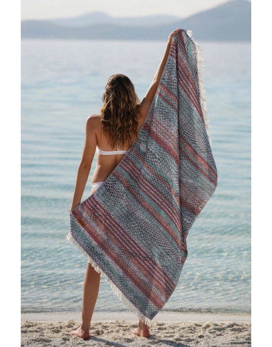 Pica Navy Blue & Red Peshtemal