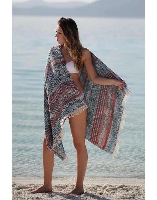 Pica Navy Blue & Red Peshtemal