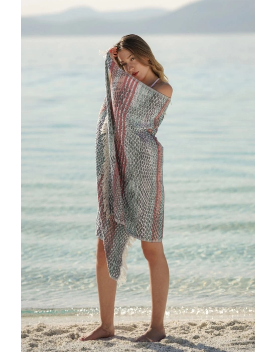 Pica Navy Blue & Red Peshtemal