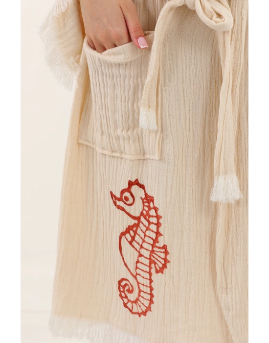 Red Seahorse Wooden Stamp Bornoz