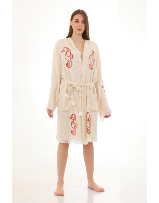 Red Seahorse Wooden Stamp Bornoz