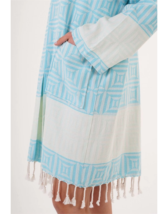 Kare Turkuaz Bornoz