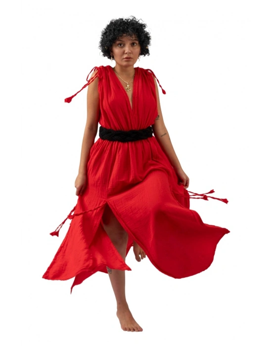 Stella Red Muslin Dress