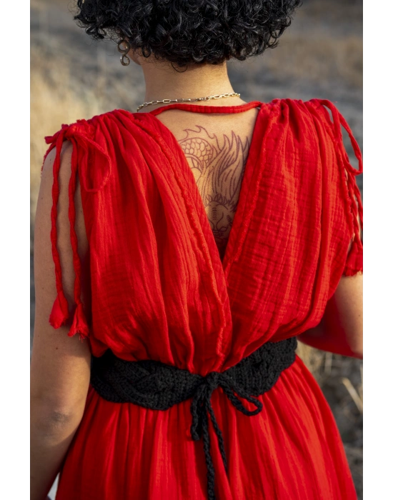 Stella Red Muslin Dress