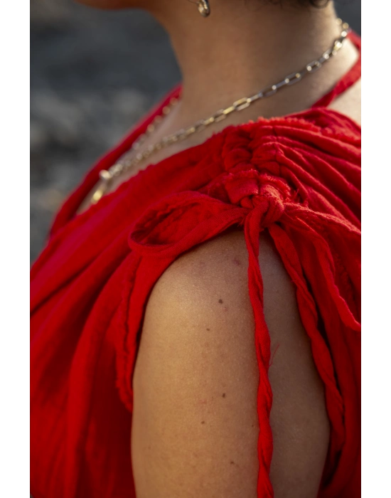 Stella Red Muslin Dress