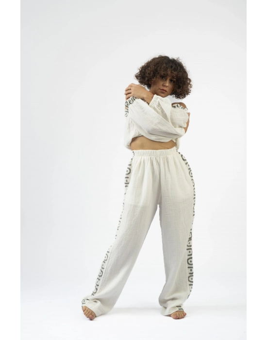 Ateiler Chaputs Keten Vesa Beyaz Pantolon One-Size