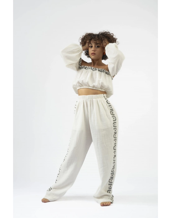 Ateiler Chaputs Keten Vesa Beyaz Pantolon One-Size