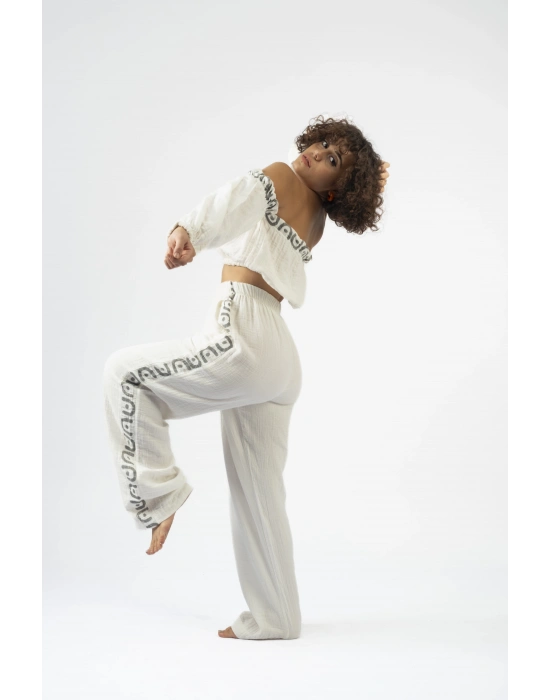 Ateiler Chaputs Keten Vesa Beyaz Pantolon One-Size