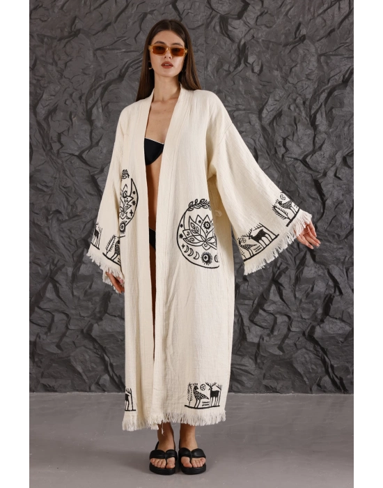 Lotus Wooden Printed Bathrobe