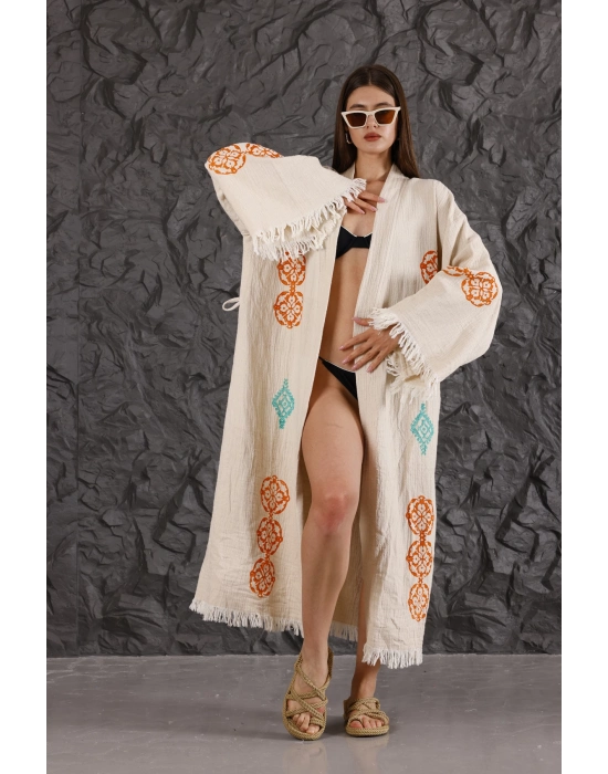 Kilim Leaf Wooden Printed Bathrobe