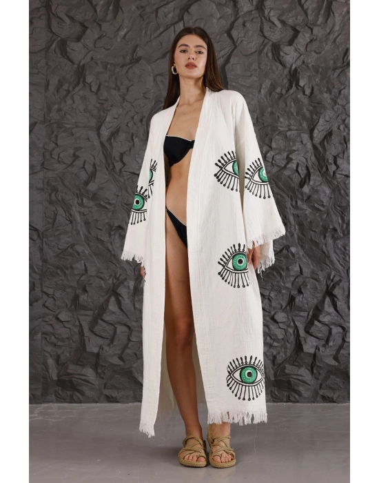Green Eye Wooden Printed Bathrobe