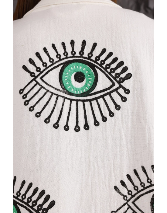 Green Eye Wooden Printed Bathrobe