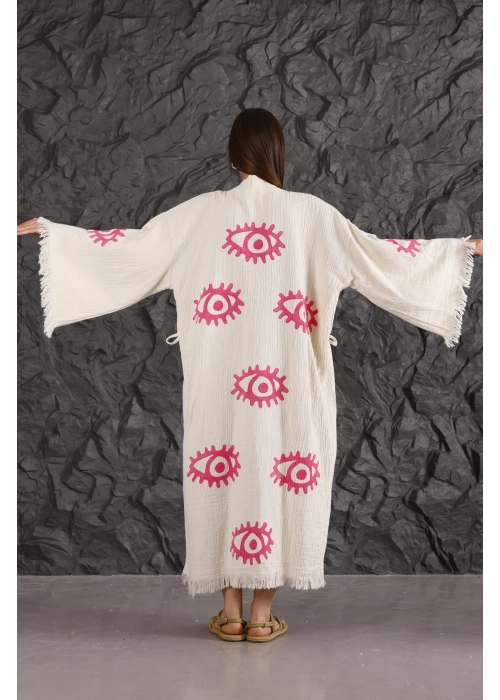 Pink Eye Wooden Printed Kaftan