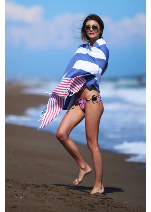 Boreas Navy Blue & Red Peshtemal