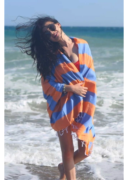 Clotho Orange & Blue Peshtemal