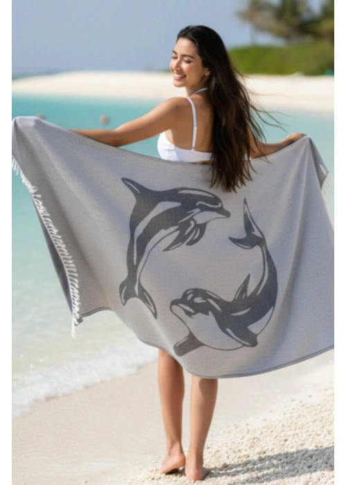 Dolphin Black Peshtemal (Sürdürülebilir Pamuk)