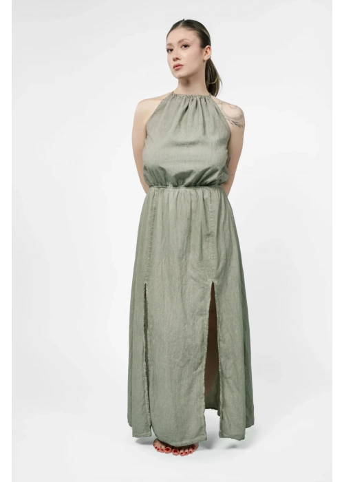 Flora Green Linen Dress