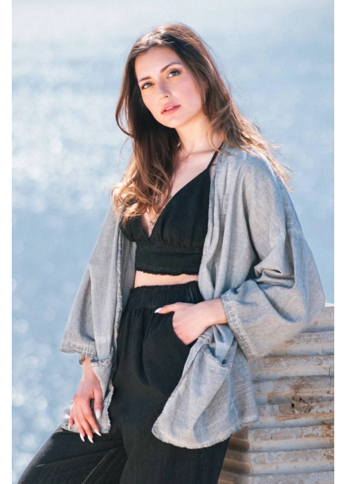 Gaia Grey Linen Kimono