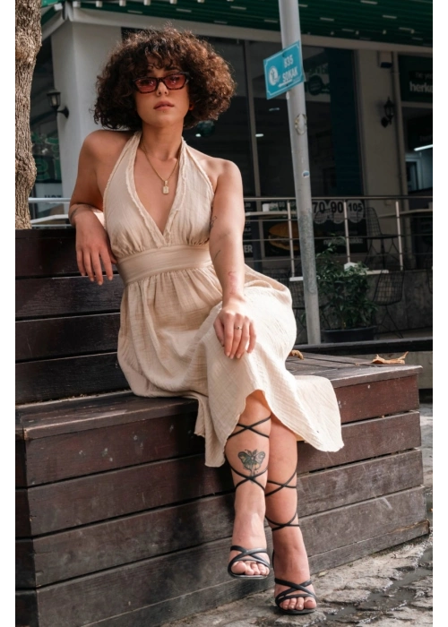 Hera Beige Muslin Dress