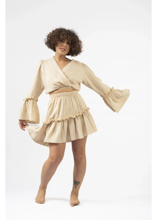 Ateiler Chaputs %100 Pamuk Müslin Ilayda Bej Bluz One-Size